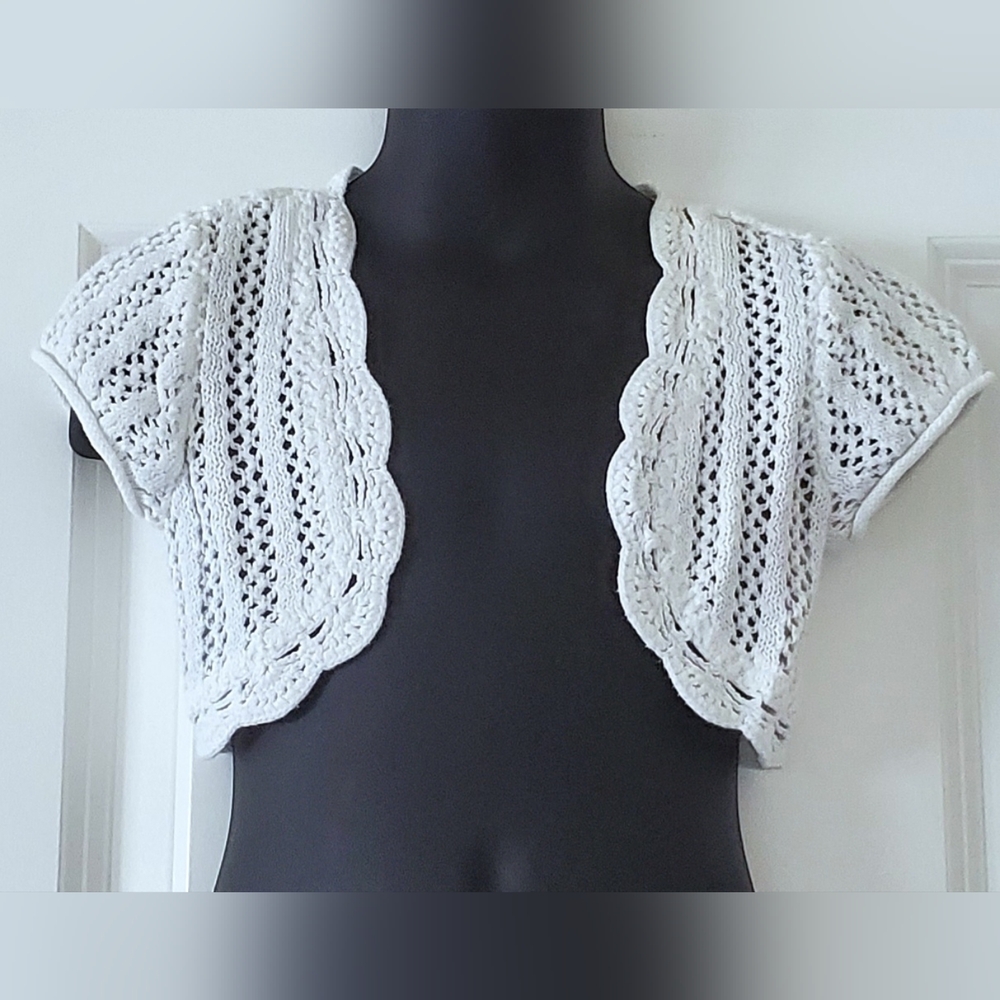 Toddler Girl's Short Sleeve Crochet Knit Shrug